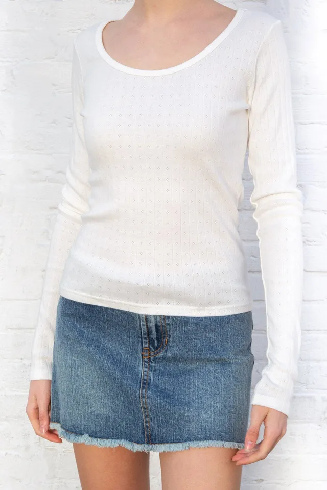 Brandy Melville Long Sleeves McKenna Top Stitch Top! White - $25 - From  Tehya