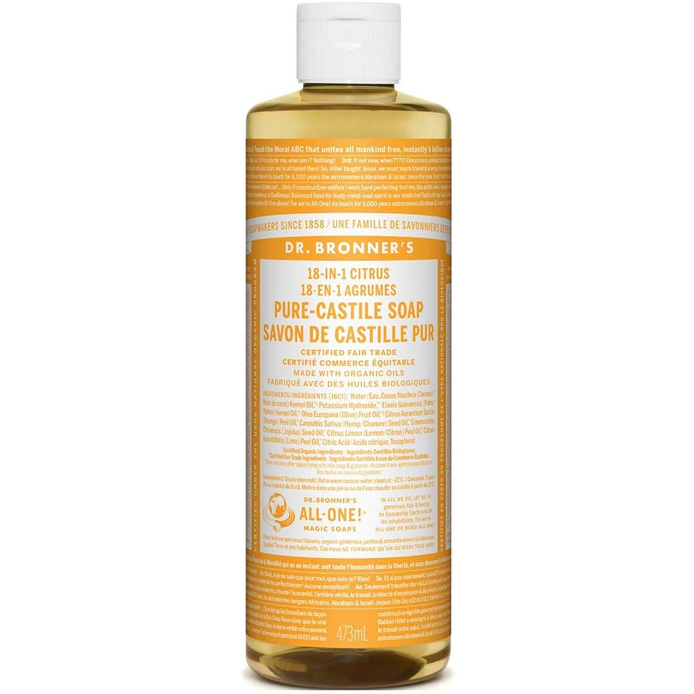 DR. BRONNER'S SAVON LIQUIDE CASTILLE AGRUME 473ML