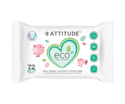 ATTITUDE BIODEGRADABLE WIPES 72UNITS