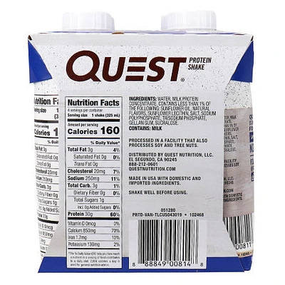 QUEST PROTEIN SHAKES VANILLA 4 X 325 ML