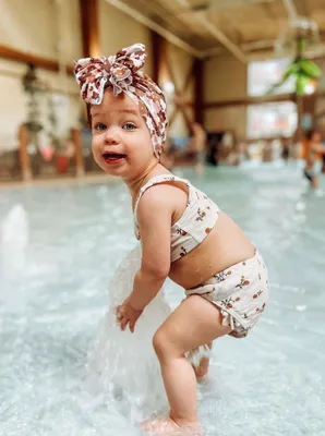 Cream Floral Ruffle Bottom Bikini Set