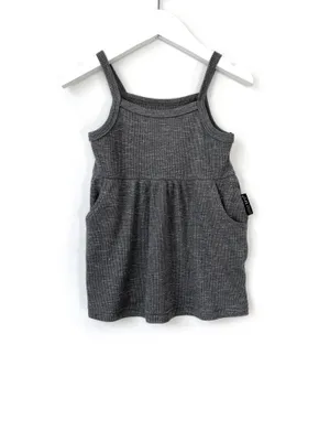 Charcoal Ribbed Tank Dress