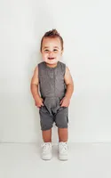 Charcoal Ribbed Shorty Romper