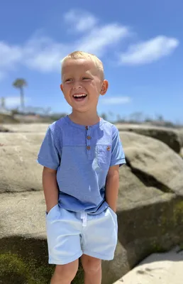 Blue Colorblock Henley