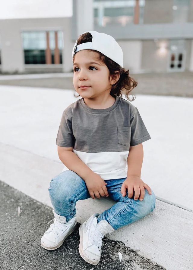 Charcoal Color Block Pocket Tee