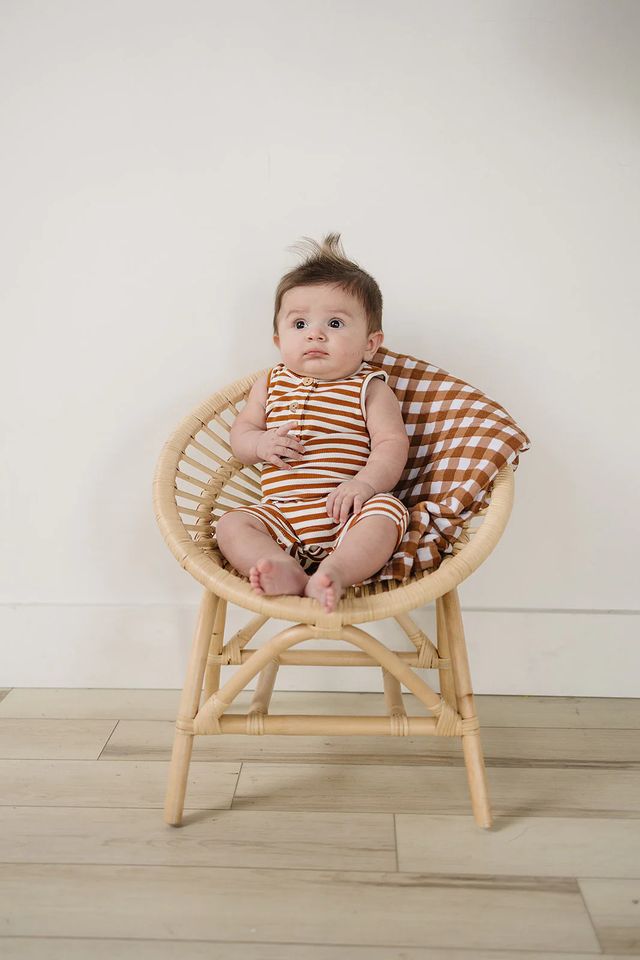 Honey + White Striped Short Romper