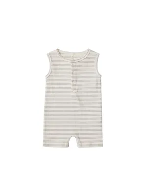 Silver Stripe Ribbed Henley Romper