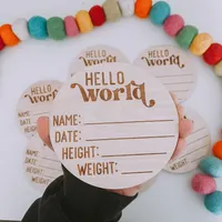 Hello World Birth Announcement Wooden Sign