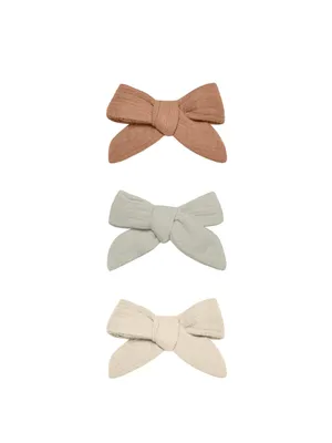 Bow Clip Set - Clay/Pistachio/Natural