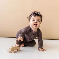 Eggplant Ribbed Zip Romper