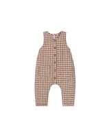 Camel Gingham Woven Jumpsuit