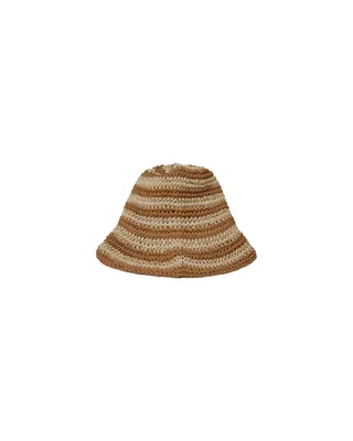 Camel Stripe Rafia Bucket Hat