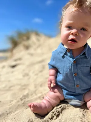 Blue Button-up Bodysuit