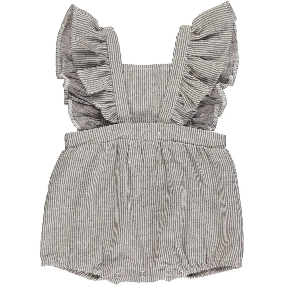 Janie Romper - Charcoal Stripe