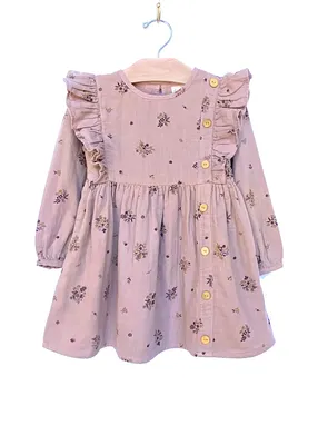 Mauve Floral Button Dress