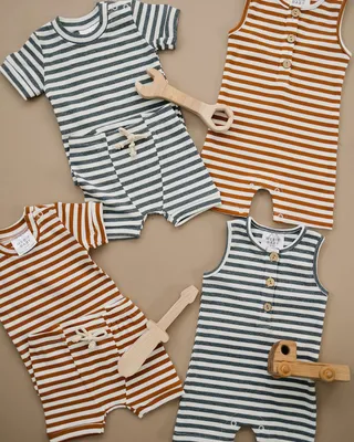 Honey + White Stripe Cozy Short Set