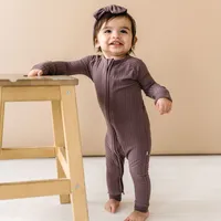 Eggplant Ribbed Zip Romper