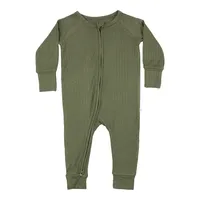 Dark Olive Ribbed Zip Romper