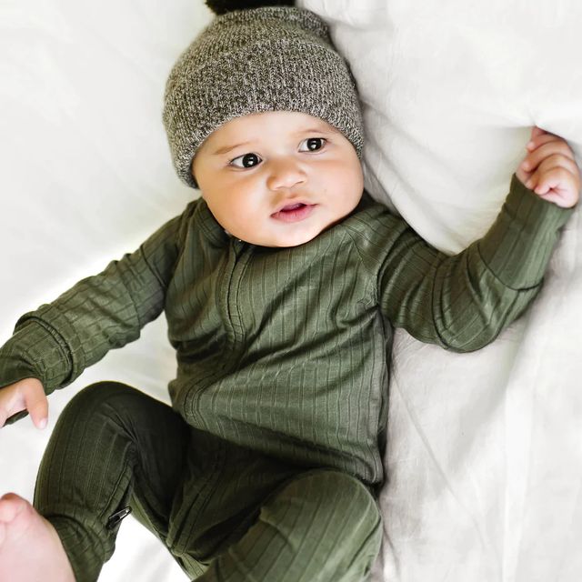 Dark Olive Ribbed Zip Romper