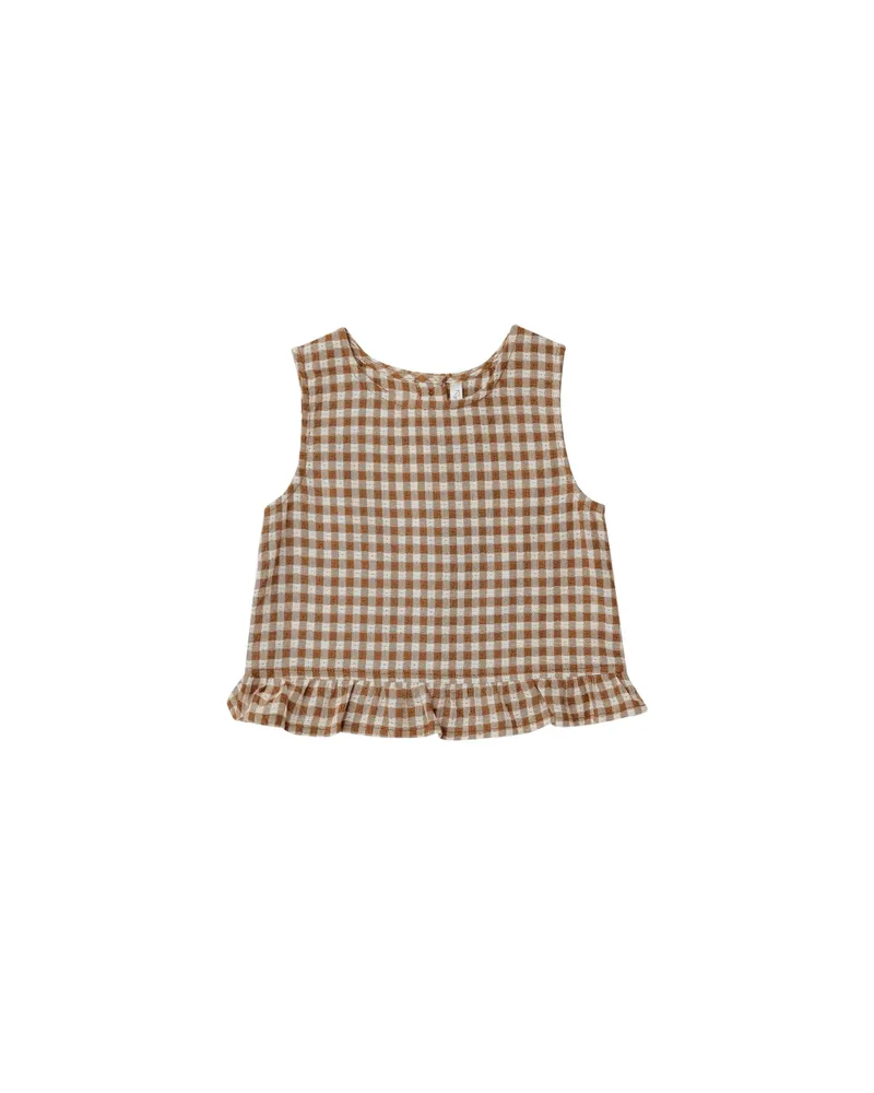 Camel Gingham Oceanside Top