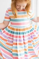 Spring Stripes Pocket Twirl Dress