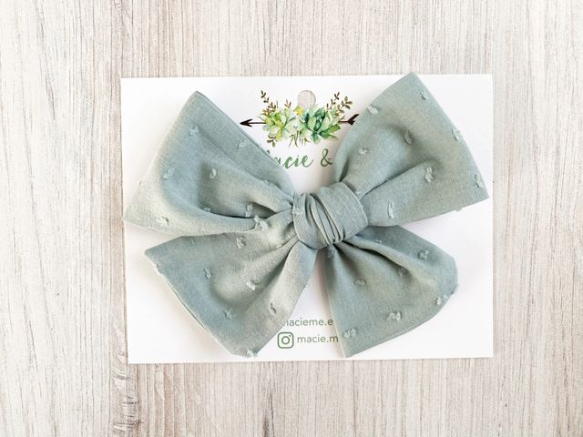 Sage Swiss Dot Schoolgirl Bows