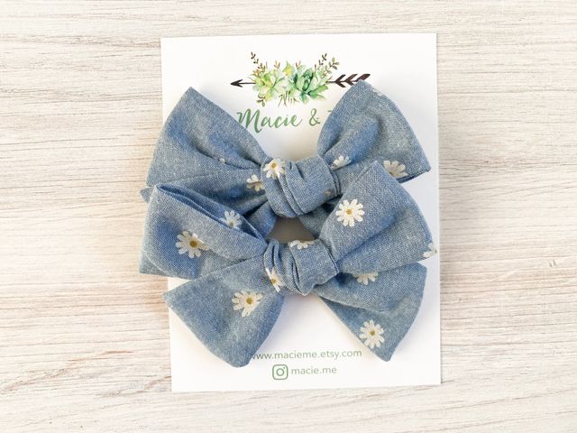 Chambray Daisy Schoolgirl Bows