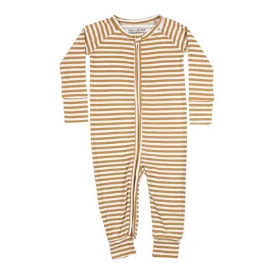 Camel Stripe Zip Romper