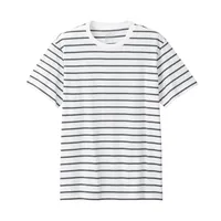 Men's Washed Jersey Crew Neck Short Sleeve Striped T-Shirt