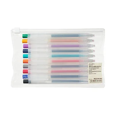 Smooth Gel Ink Knock Type Ballpoint Pen 10 Colour Set 0.5mm