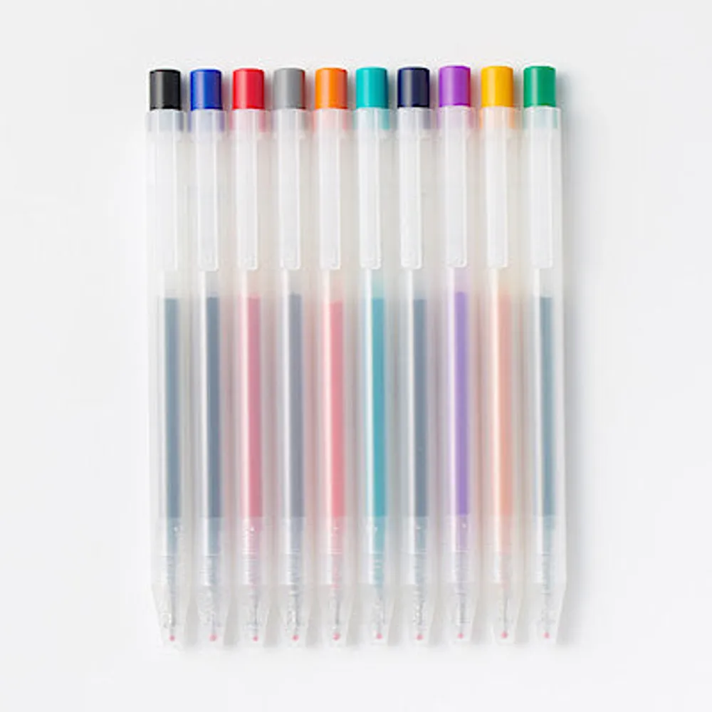 Smooth Gel Ink Knock Type Ballpoint Pen 10 Colour Set 0.5mm