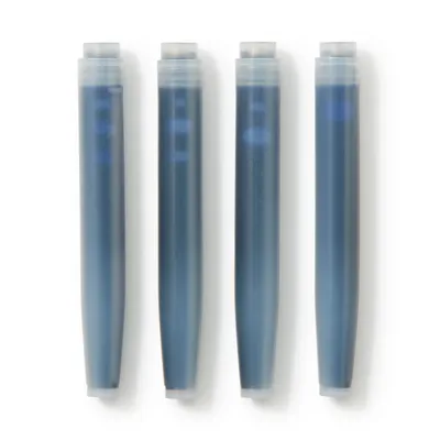 Polycarbonate Fountain Pen Ink Cartridges 4 Piece Blue Black