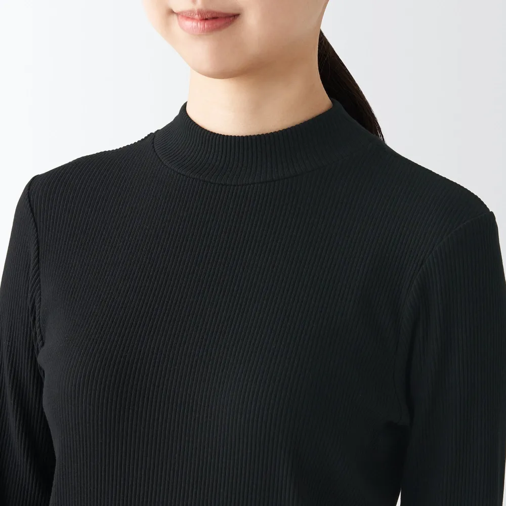 Women's Stretch Ribbed High Neck L/S T-Shirt