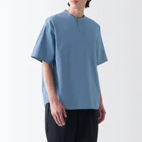 Men's Cool Touch Henley Neck Short Sleeve Woven T-Shirt
