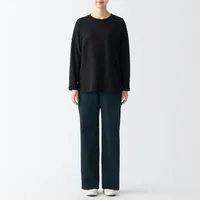 Women's 4-Way Stretch Chino Wide Straight Pants (L 31inch / 77cm)