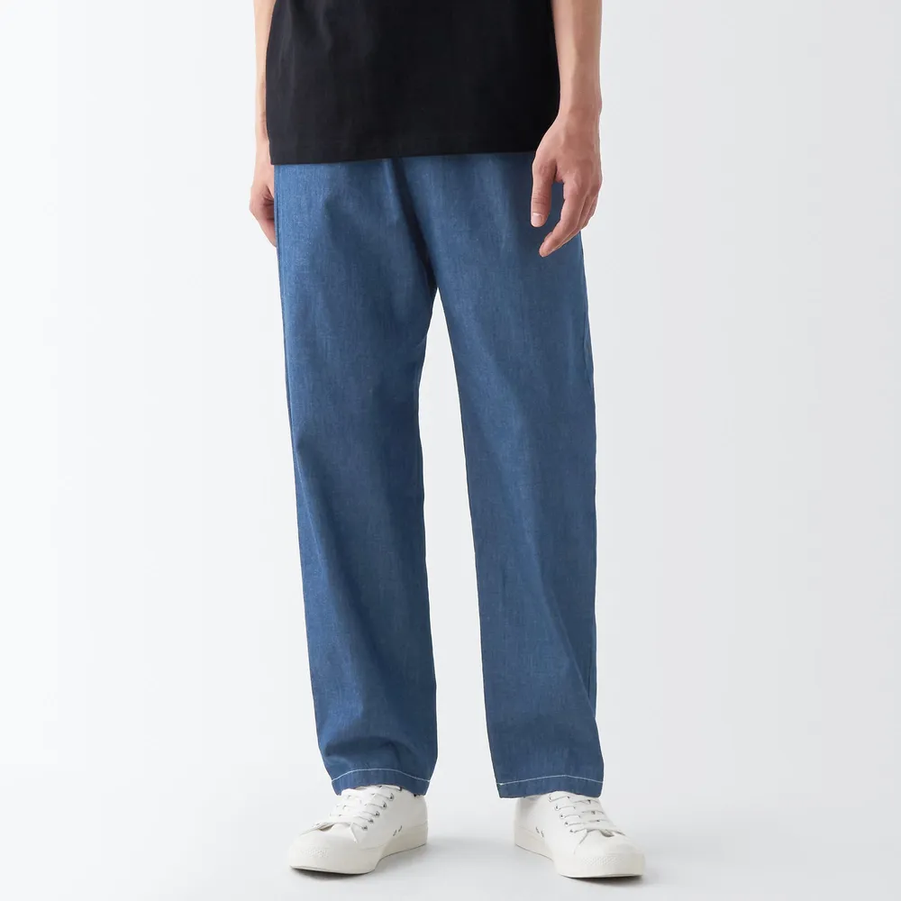 MUJI Men's Chambray Easy Pants Blue