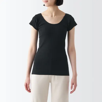 Women's Breathable Cotton French Sleeve T-Shirt with Sweat Pad