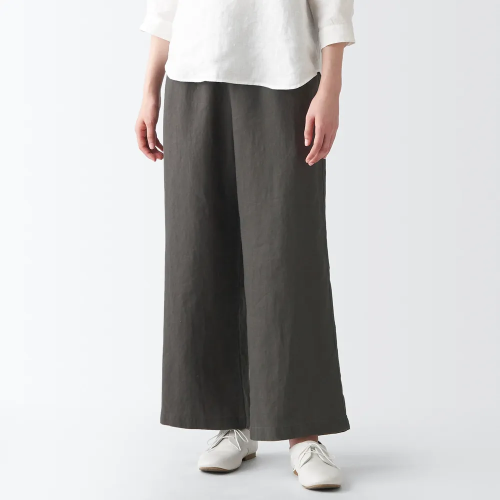 Wide leg linen pants Black, Women's Clothing NZ