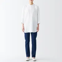 Women's Washed Hemp 3/4 Sleeve Tunic Shirt