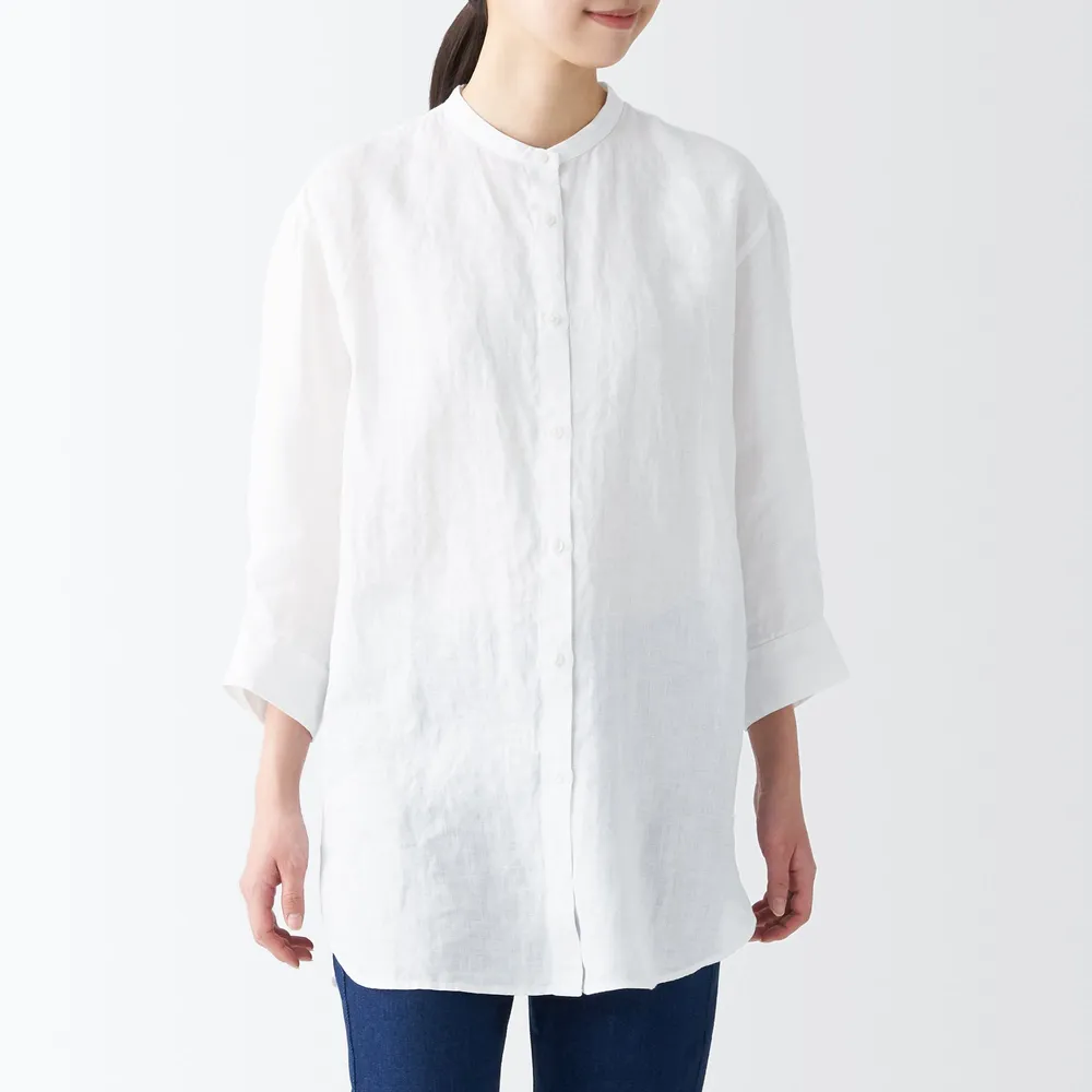 Women's Washed Hemp 3/4 Sleeve Tunic Shirt