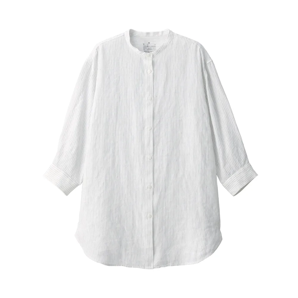 Women's Washed Hemp 3/4 Sleeve Tunic Shirt