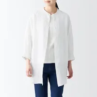 Women's Washed Hemp 3/4 Sleeve Tunic Shirt