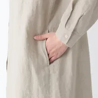 Women's Washed Linen Long Sleeve Dress