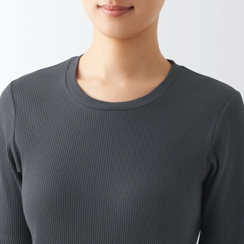 RIBBED CREW NECK LONG SLEEVE T-SHIRT