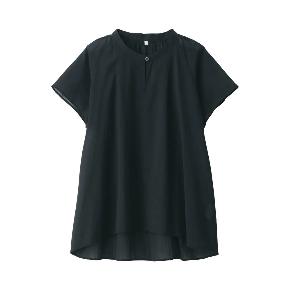 MUJI Women's High Twisted Veil French Sleeve Blouse