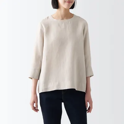 Women's Washed Linen 3/4 Sleeve Blouse