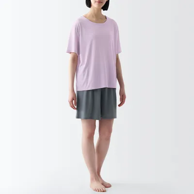 Women's Polyester Rayon Short Sleeve Loungewear Set
