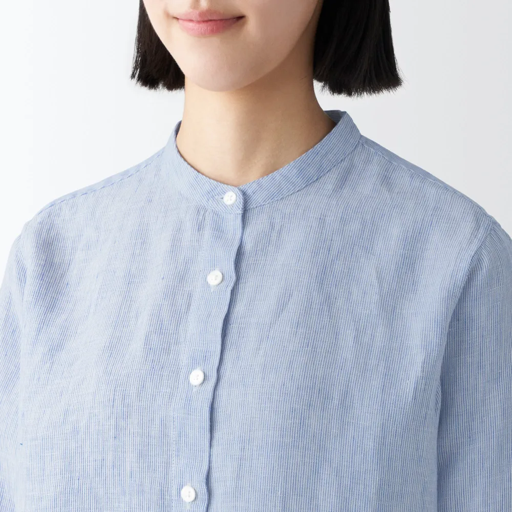 Women's Linen Stand Collar Shirt