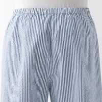 Men's Side Seamless Seersucker Short Sleeve Striped Pajamas