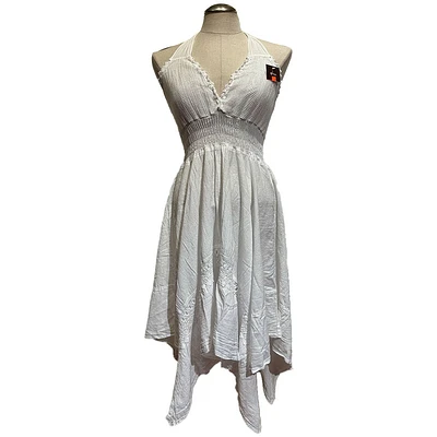 Organic Cotton Dress- White Pointed Hem